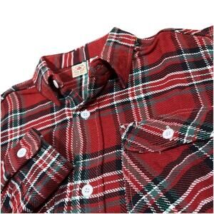Sugar Cane Japan Button Down Flannel Shirt Red Soft Twill Check Plaid Sz Large